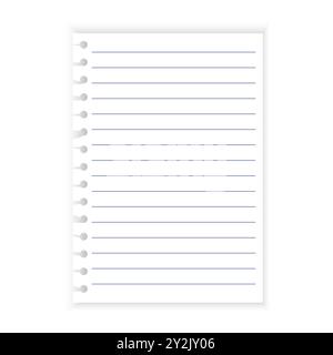 Pagina del notebook in linea. Foglio di carta strappato. Linee blu orizzontali. Illustrazione vettoriale. Illustrazione Vettoriale