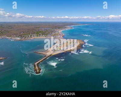 Vista aerea di Cedar Point e Scituate Harbor, tra cui l'Old Scituate Lighthouse nella città di Scituate, Massachusetts ma, Stati Uniti. Foto Stock