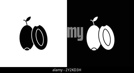 Collezione di marchi con logo lineare Jujube Icon in bianco e nero per il Web Illustrazione Vettoriale