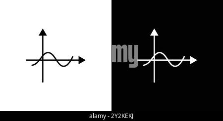 icona sinusoide lineare logo set collezione in bianco e nero per il web Illustrazione Vettoriale