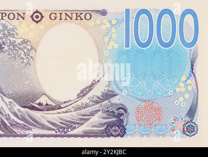 Banconote da mille yen sono state emesse dalla Nippon Ginko, banca nazionale del Giappone, nel 2024 come parte della sua politica di cassa Foto Stock