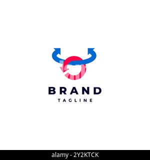 Due frecce di linea che formano il design del simbolo della testa di bufalo. Simbolo della testa di bufalo del disegno con due linee di freccia. Illustrazione Vettoriale