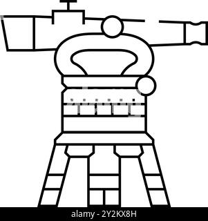 strumento livello di transito icona linea ingegnere civile illustrazione vettoriale Illustrazione Vettoriale