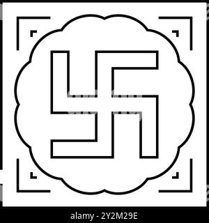 illustrazione vettoriale dell'icona della linea induista della swastika Illustrazione Vettoriale