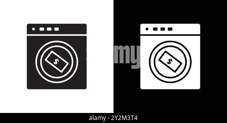 Icona del riciclaggio di denaro Black line art Vector in bianco e nero con il simbolo di raccolta del set di contorni Illustrazione Vettoriale