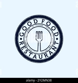 Ristorante o Cafe Line Art Modern Logo Vector Illustration Design. Design moderno e minimalista con logo. Ispirazione per il design del logo food Illustrazione Vettoriale