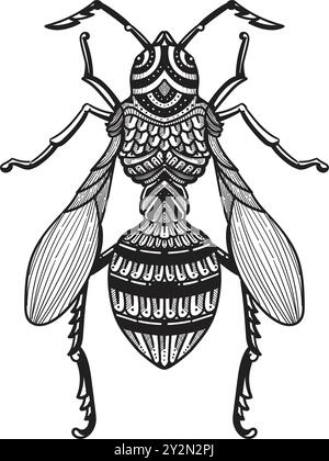 illustrazione vettoriale del coleottero dragonfly disegnata a mano Illustrazione Vettoriale