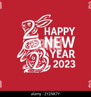 Felice anno nuovo cinese 2023 Rabbit Zodiac segno illustrazione vettoriale Illustrazione Vettoriale