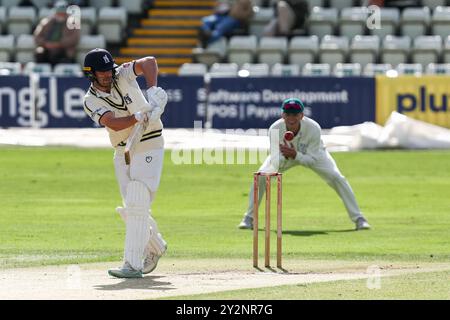 Worcester, Regno Unito l'11 settembre 2024 al Worcestershire County Cricket Club, New Road, Worcester nella foto è il n. 61, Michael Burgess del Warwickshire in azione con la mazza durante il Vitality County Championship match 2024 tra Worcestershire CCC e Warwickshire CCC immagine è solo per uso editoriale - credito a Stu Leggett tramite Alamy Live News Foto Stock