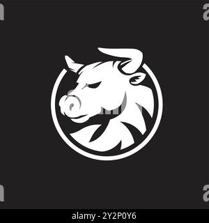 illustrazione vettoriale del simbolo del cerchio della testa di bue Illustrazione Vettoriale