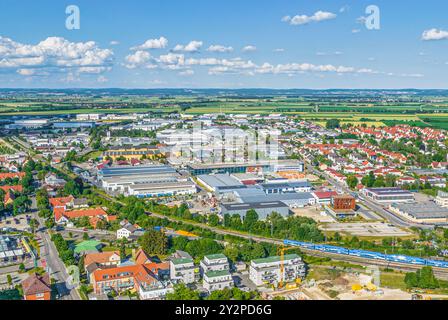 Vista aerea di Nördlingen nel Geopark Ries nella Svevia settentrionale Foto Stock