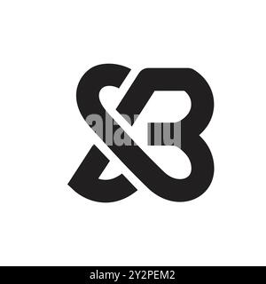 Lettera iniziale monogramma SB con illustrazione vettoriale di colore nero Illustrazione Vettoriale