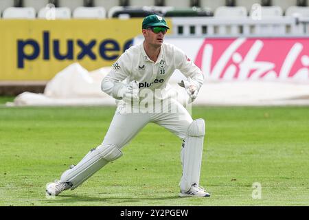 Girato a Worcester, Regno Unito, l'11 settembre 2024 al Worcestershire County Cricket Club, New Road, Worcester nella foto è il 9°, Gareth Roderick del Worcestershire durante il Vitality County Championship match 2024 tra Worcestershire CCC e Warwickshire CCC immagine è solo per uso editoriale - credito a Stu Leggett tramite Alamy Live News Foto Stock