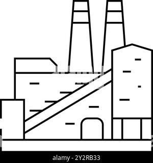 disegno vettoriale icona linea di produzione acciaio impianto di coking Illustrazione Vettoriale