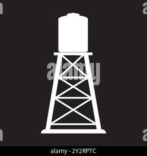 Disegno del logo di illustrazione dell'icona del vettore della torre dell'acqua. Illustrazione Vettoriale