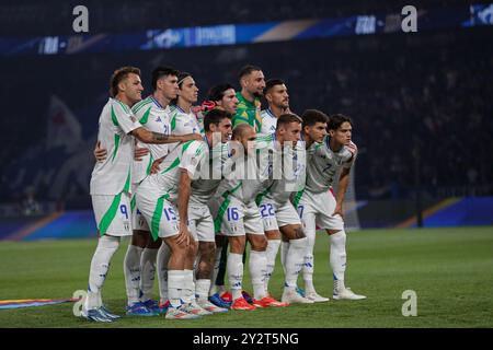 Parigi, Francia. 6 settembre 2024. Squadra d'Italia vista durante la partita di calcio della UEFA Nations League 2024/2025 tra Francia e Italia al Parc des Princes (Parigi). Punteggio finale; Francia 1:3 Italia. Credito: SOPA Images Limited/Alamy Live News Foto Stock