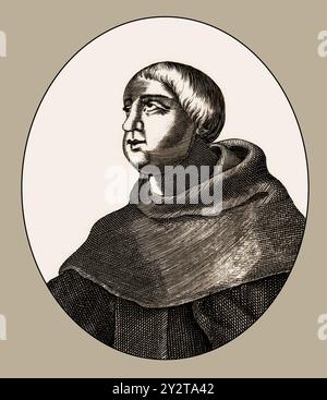 Thomas Aquinas, Thomas von Aquin, Tommaso d'Aquino, c. 1225 – 1274, frate e sacerdote domenicano italiano, filosofo, teologo e giurista nella tradizione scolastica, editato digitalmente Foto Stock