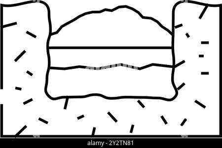 immagine vettoriale dell'icona della linea di seppellimento dei rifiuti solidi Illustrazione Vettoriale