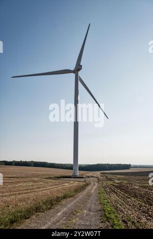 Turbine eoliche, parco eolico, centrale eolica, Forterre, Francia, Europa Foto Stock