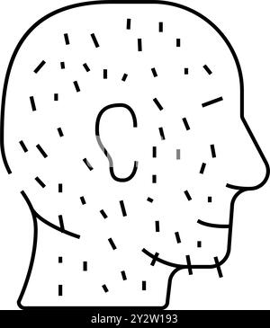 ipertricosi malattia della pelle linea icona vettore illustrazione Illustrazione Vettoriale