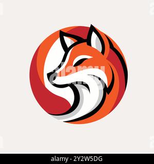 simbolo creativo della testa di volpe colorata su sfondo bianco Illustrazione Vettoriale