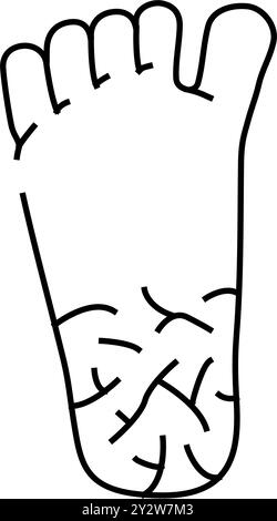 illustrazione vettoriale dell'icona della linea dei talloni incrinati Illustrazione Vettoriale