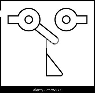 immagine vettoriale dell'icona a forma di linea del meccanismo di commutazione del flusso di liquido Illustrazione Vettoriale