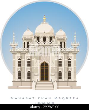 Mahabat Khan Maqbara - Junagadh - Gujrat - illustrazione di scorta come file EPS 10 Illustrazione Vettoriale