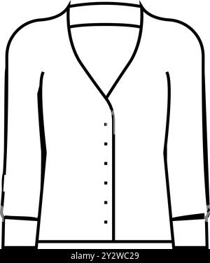 cardigans linea di abbigliamento icona vettore illustrazione Illustrazione Vettoriale