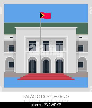 Palácio do governo in Dili, Timor Est - illustrazione di magazzino come file EPS 10 Illustrazione Vettoriale