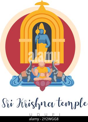 Sri Krishna Temple Udupi - Stock Illustration as EPS 10 file Illustrazione Vettoriale