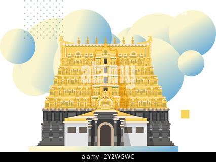 Sree Padmanabhaswamy Temple - Thiruvananthapuram - Stock Illustration as EPS 10 file Illustrazione Vettoriale