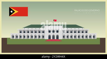 Palácio do governo in Dili, Timor Est - illustrazione di magazzino come file EPS 10 Illustrazione Vettoriale