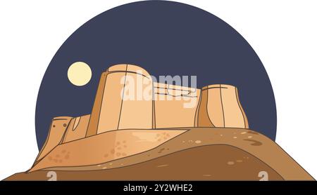 Castello di Tarout - fortezza in Arabia Saudita - illustrazione di scorta come file EPS 10 Illustrazione Vettoriale