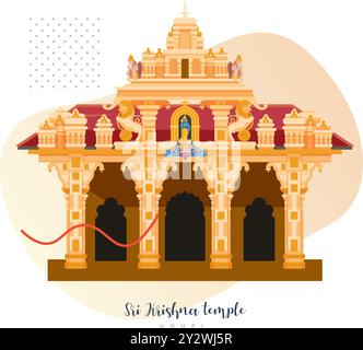 Sri Krishna Temple Udupi - Stock Illustration as EPS 10 file Illustrazione Vettoriale