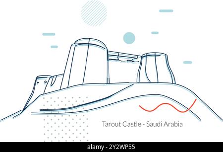 Castello di Tarout - fortezza in Arabia Saudita - illustrazione di scorta come file EPS 10 Illustrazione Vettoriale