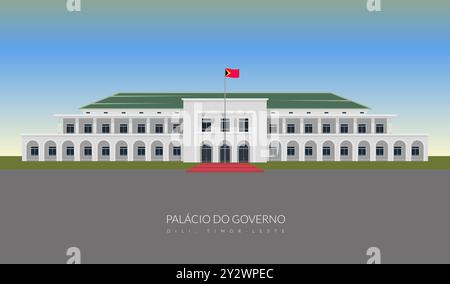 Palácio do governo in Dili, Timor Est - illustrazione di magazzino come file EPS 10 Illustrazione Vettoriale