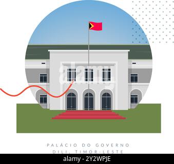 Palácio do governo in Dili, Timor Est - illustrazione di magazzino come file EPS 10 Illustrazione Vettoriale