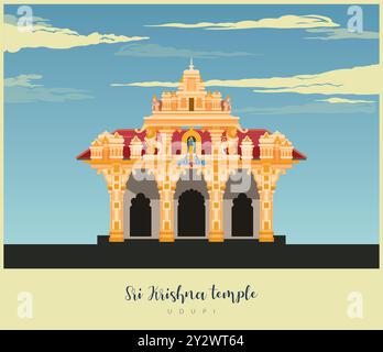 Sri Krishna Temple Udupi - Stock Illustration as EPS 10 file Illustrazione Vettoriale