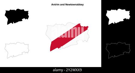 Insieme di mappe di Antrim e Newtownabbey Illustrazione Vettoriale