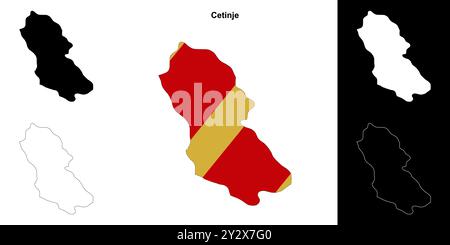 Mappa di Cetinje comune delineata Illustrazione Vettoriale