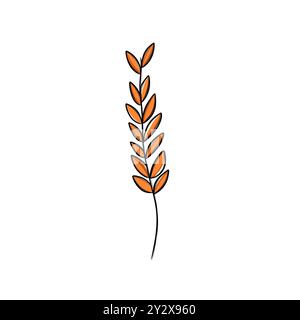 schizzo a mano libera della foglia autunnale, modello per adesivo Foto Stock