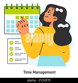 Stile di vita minimalista. Pratica di vita semplice e controllata. Un'idea moderna e alla moda di declinare una routine di vita. Gestione del tempo consapevole. Illustrazione vettoriale piatta Illustrazione Vettoriale