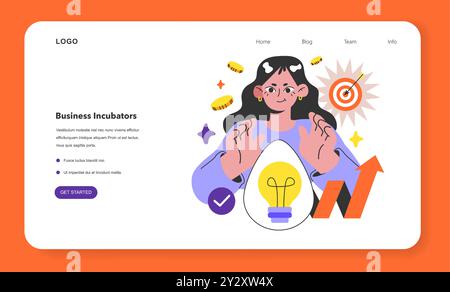 Banner Web o landing page per incubatori di aziende. Imprenditori e investitori che sostengono nuove imprese. Denaro e assistenza professionale per il progetto Start-up. Illustrazione vettoriale piatta Illustrazione Vettoriale