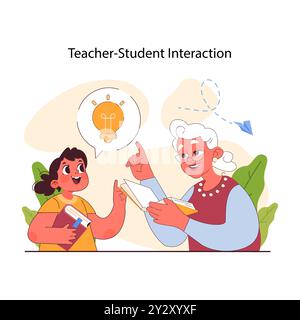 Pedagogia. Metodo di educazione e istruzione dei bambini. I bambini delle scuole primarie acquisiscono conoscenze e competenze, un approccio moderno all'insegnamento. Illustrazione vettoriale piatta Illustrazione Vettoriale