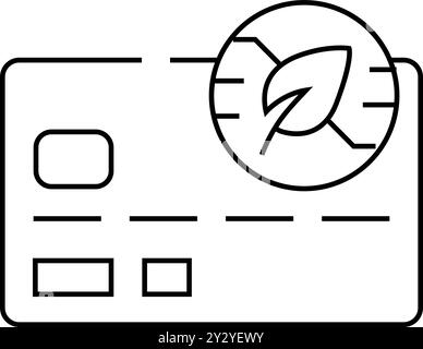 scheda di plastica bank con icona della linea di criptovaluta chia, illustrazione vettoriale Illustrazione Vettoriale