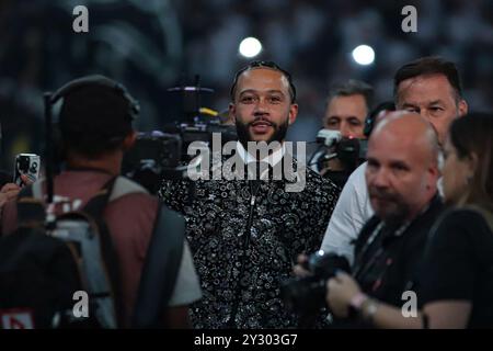 San Paolo, Brasile. 11 settembre 2024. Presentazione di Memphis Depay al Corinthians Memphis Depay al Corinthians prima dell'incontro tra Corinthians x Juventude per la Coppa del Brasile. Riquelve nata/ SPP (Riquelve nata/ SPP) credito: SPP Sport Press Photo. /Alamy Live News Foto Stock