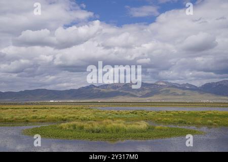 (240912) -- ABA, 12 settembre 2024 (Xinhua) -- questa foto scattata il 5 settembre 2024 mostra una vista del lago Huahu nella riserva naturale nazionale delle paludi di Ruoergai, nella contea di Ruoergai di Aba nella prefettura autonoma tibetana-Qiang, nella provincia del Sichuan della Cina sud-occidentale. La riserva naturale nazionale delle paludi di Ruoergai è istituita per proteggere l'ecosistema delle paludi di torba locali e specie rare come la gru a collo nero. L'ambiente ecologico delle aree protette ha registrato un continuo miglioramento negli ultimi anni, in quanto il governo locale ha attuato misure sostanziali per il ripristino e la gestione ecologici. Foto Stock