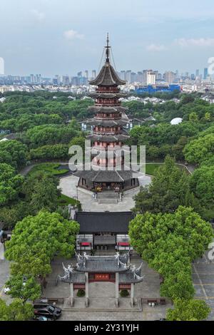 Suzhou, Cina. 10 settembre 2024. Fotografia aerea dell'area panoramica Panmen a Suzhou, provincia di Jiangsu, 10 settembre 2024. Credito: Yang Bo/China News Service/Alamy Live News Foto Stock