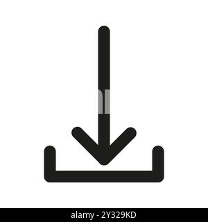 Icona di download. Freccia rivolta verso il basso. Simbolo di trasferimento file. Illustrazione vettoriale. Illustrazione Vettoriale